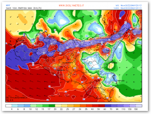Da domani torna lo scirocco forte e con se anche qualche disturbo instabile fino a mercoledì 3 wrf20052013