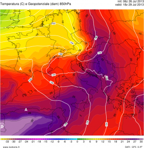 L'isoterma di +25°C a 850hpa per la prima volta in questa Estate 2013 2 T850hPa_med_84_000001